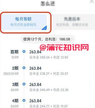 支付宝使用知识 每月等额和先息后本区别.jpg