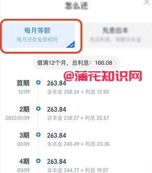 支付宝使用知识 每月等额和先息后本区别